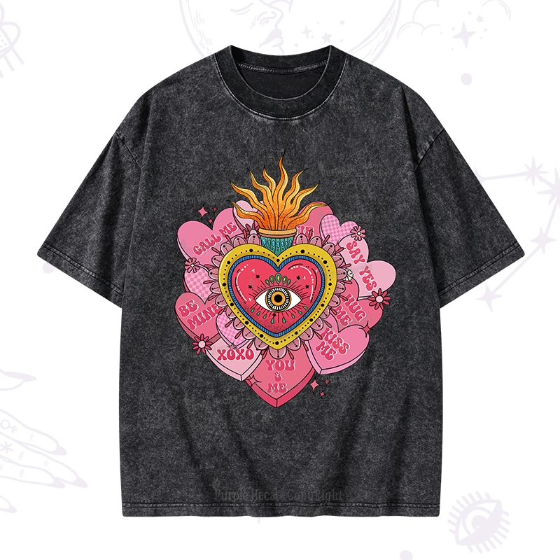 Purplehecate The Eye of the Heart Valentine Washed T-Shirt