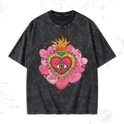 Purplehecate The Eye of the Heart Valentine Washed T-Shirt