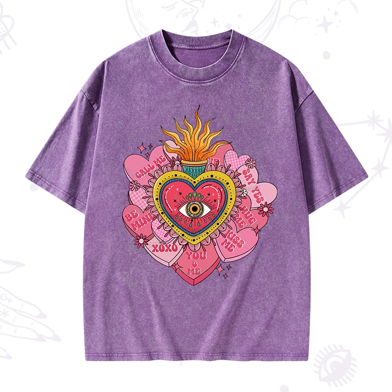 Purplehecate The Eye of the Heart Valentine Washed T-Shirt