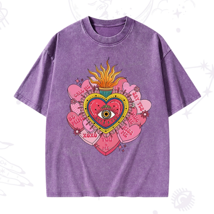 Purplehecate The Eye of the Heart Valentine Washed T-Shirt