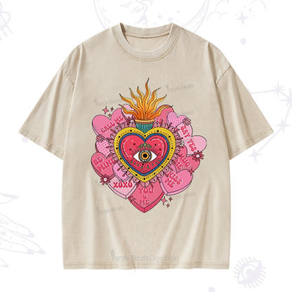 Purplehecate The Eye of the Heart Valentine Washed T-Shirt