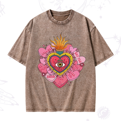 Purplehecate The Eye of the Heart Valentine Washed T-Shirt