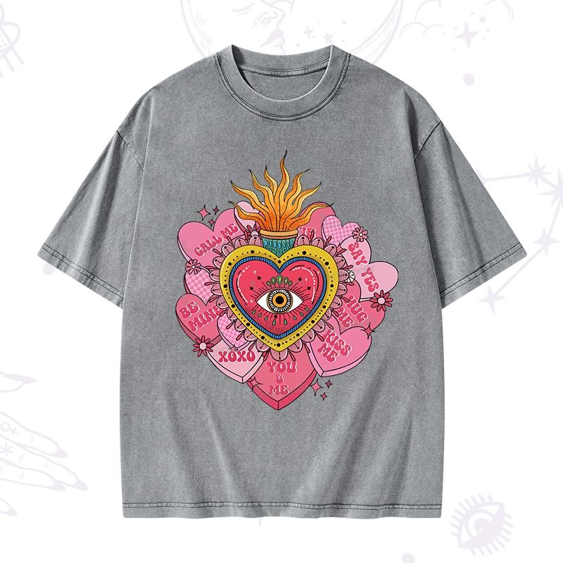 Purplehecate The Eye of the Heart Valentine Washed T-Shirt