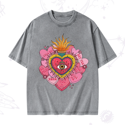Purplehecate The Eye of the Heart Valentine Washed T-Shirt