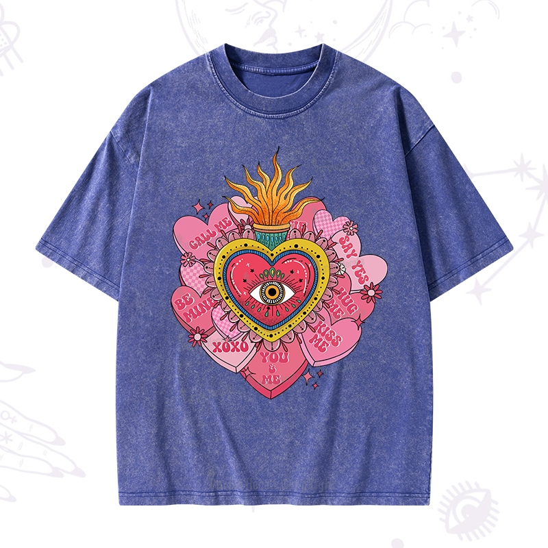 Purplehecate The Eye of the Heart Valentine Washed T-Shirt