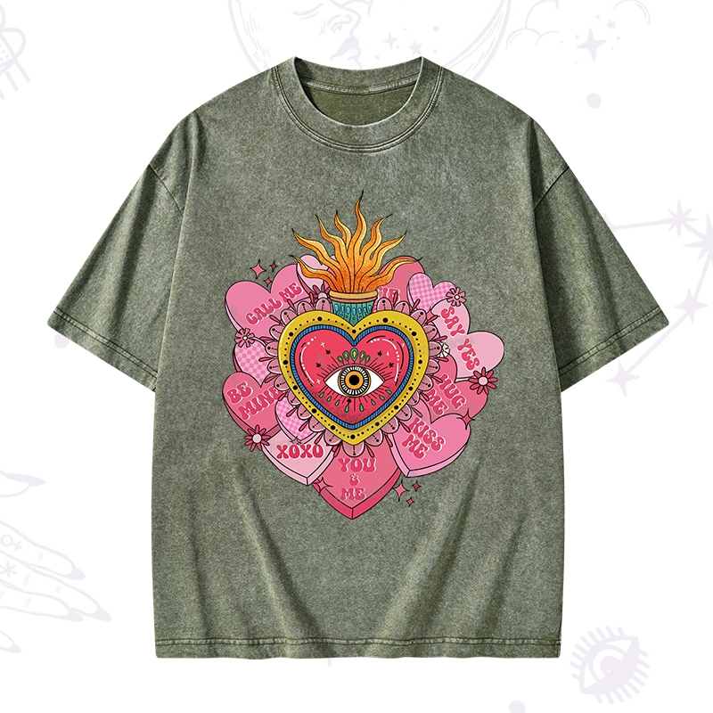 Purplehecate The Eye of the Heart Valentine Washed T-Shirt