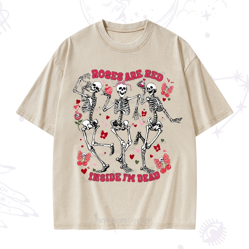 Purplehecate Roses Are Red Valentine Washed T-Shirt
