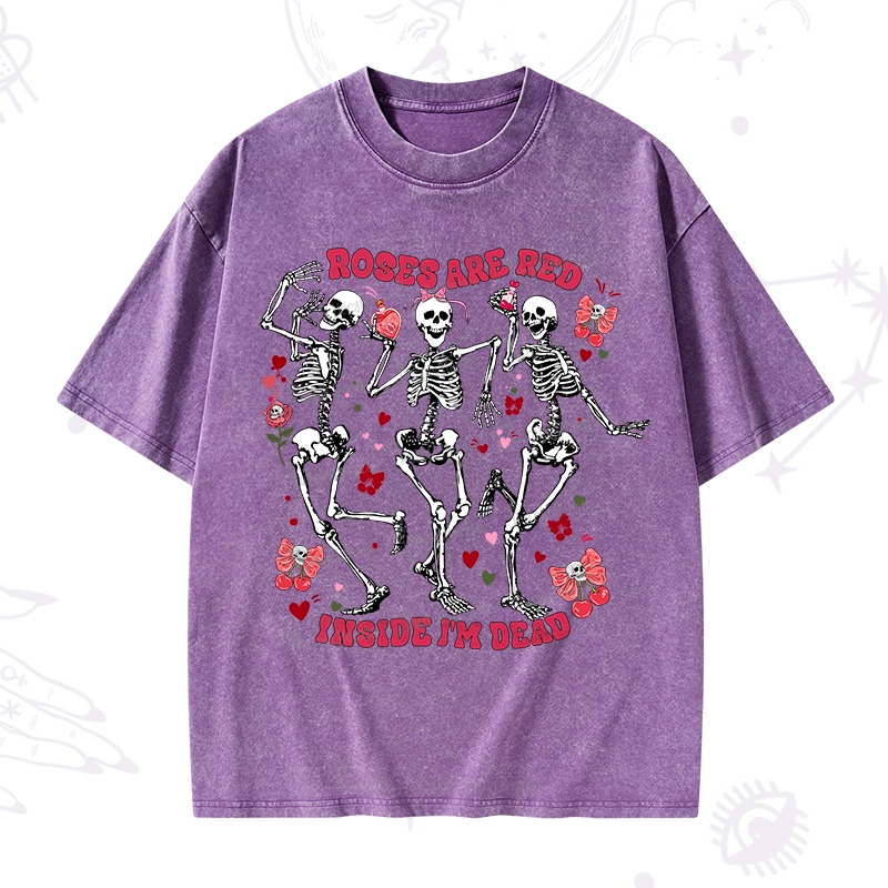 Purplehecate Roses Are Red Valentine Washed T-Shirt