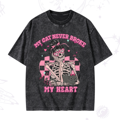 Purplehecate My Cat Never Broke My Heart Washed T-Shirt