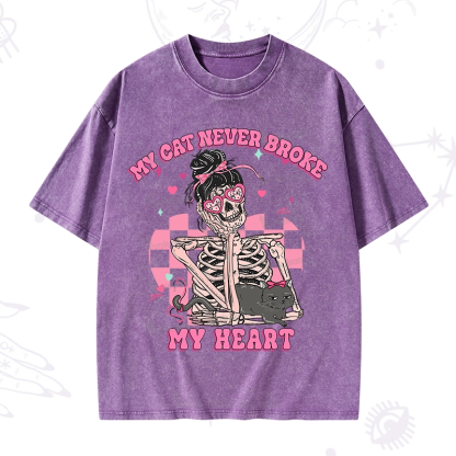 Purplehecate My Cat Never Broke My Heart Washed T-Shirt