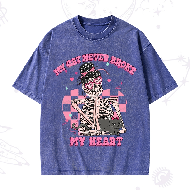 Purplehecate My Cat Never Broke My Heart Washed T-Shirt