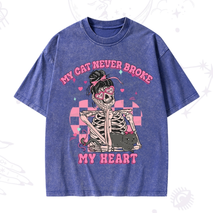 Purplehecate My Cat Never Broke My Heart Washed T-Shirt
