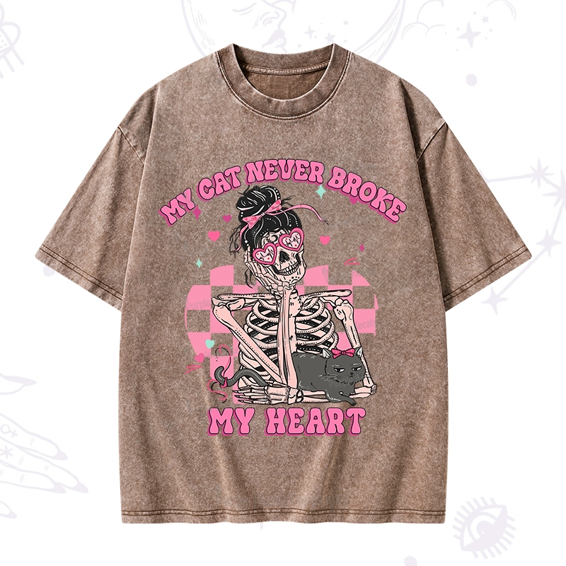 Purplehecate My Cat Never Broke My Heart Washed T-Shirt