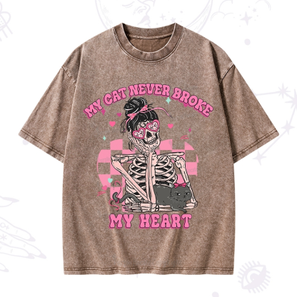 Purplehecate My Cat Never Broke My Heart Washed T-Shirt