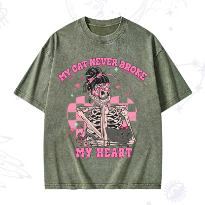 Purplehecate My Cat Never Broke My Heart Washed T-Shirt