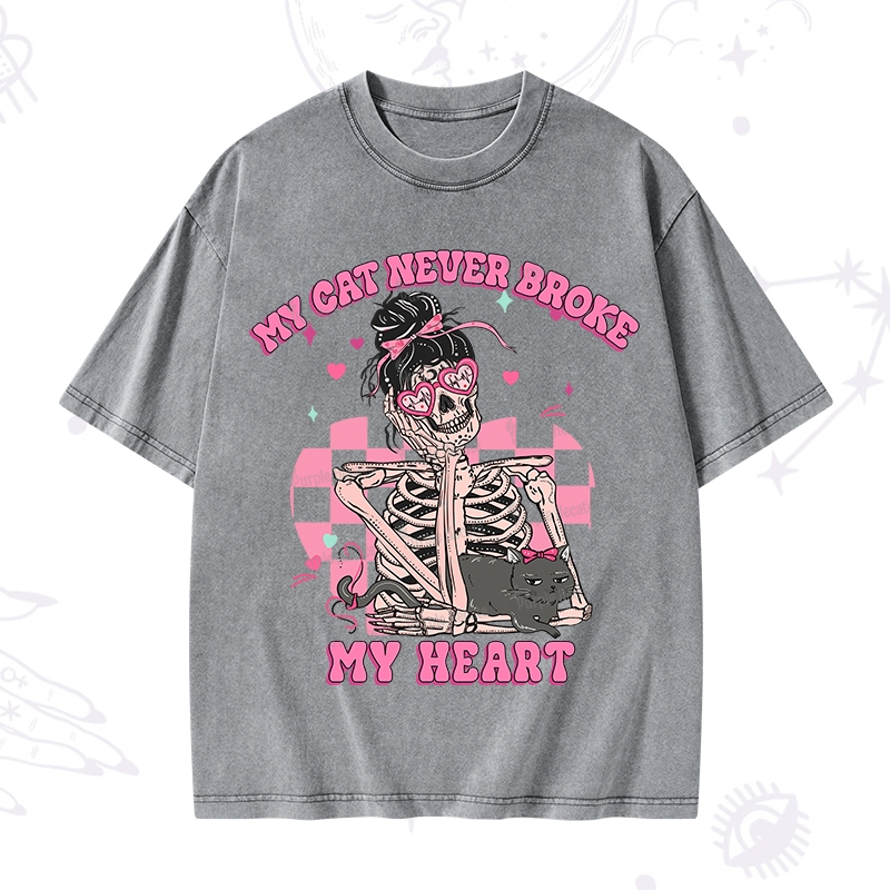 Purplehecate My Cat Never Broke My Heart Washed T-Shirt