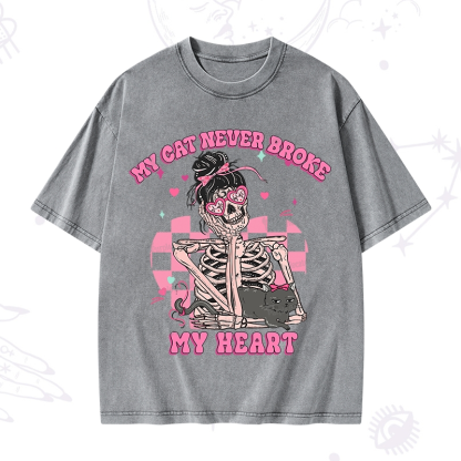 Purplehecate My Cat Never Broke My Heart Washed T-Shirt