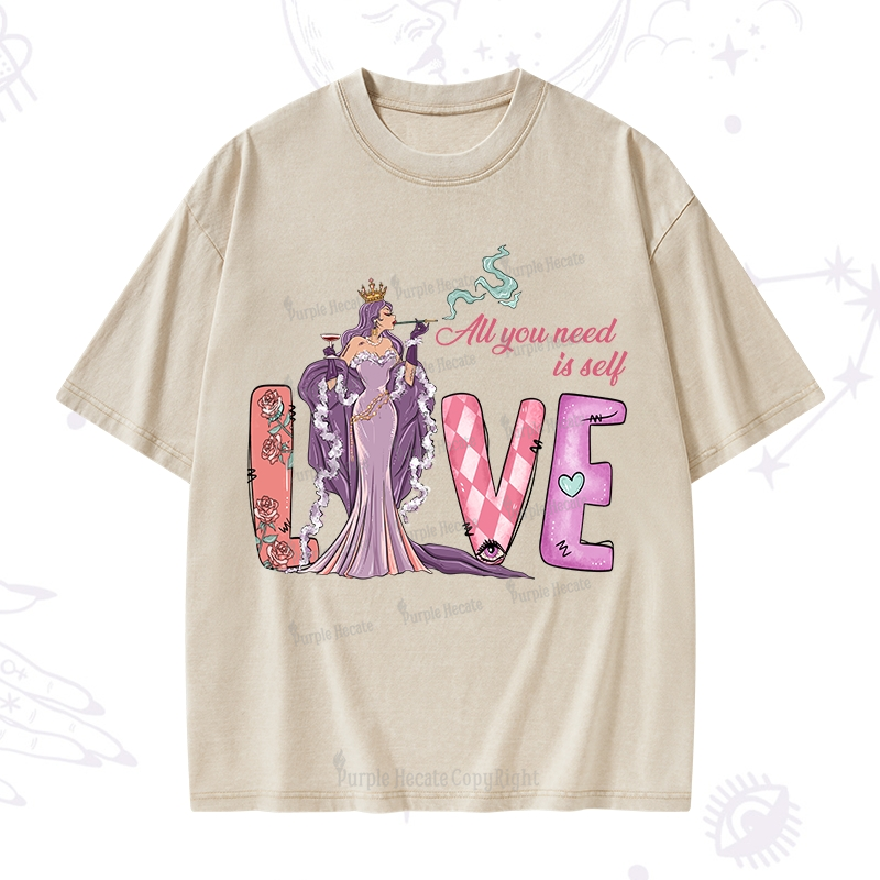 Purplehecate All You Need Is Self Valentine Washed T-Shirt
