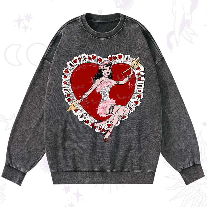Purplehecate Cupid's Charm Valentine Washed Sweatshirt