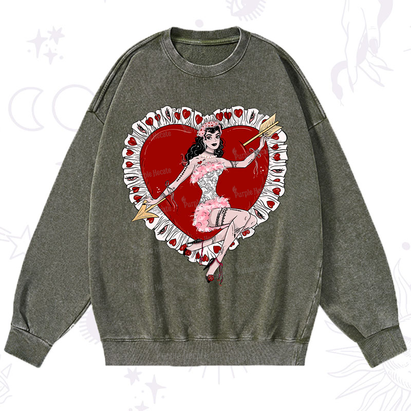 Purplehecate Cupid's Charm Valentine Washed Sweatshirt