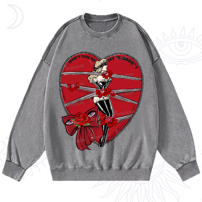 Purplehecate WON'T YOU BE MY "RIBBON" Washed Sweatshirt