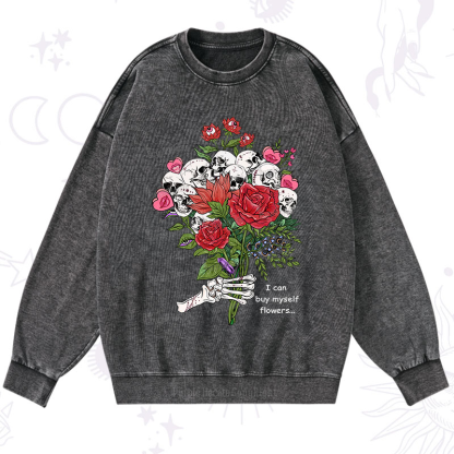 Purplehecate I Can Buy Myself Flowers Washed Sweatshirt