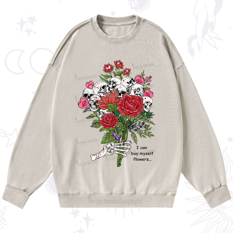 Purplehecate I Can Buy Myself Flowers Washed Sweatshirt