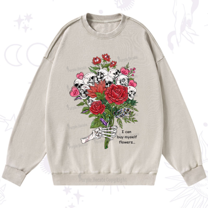 Purplehecate I Can Buy Myself Flowers Washed Sweatshirt