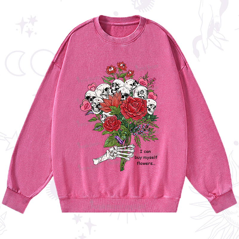 Purplehecate I Can Buy Myself Flowers Washed Sweatshirt