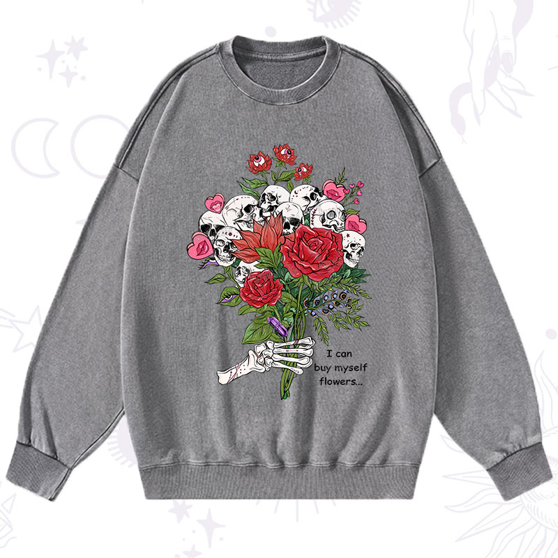 Purplehecate I Can Buy Myself Flowers Washed Sweatshirt