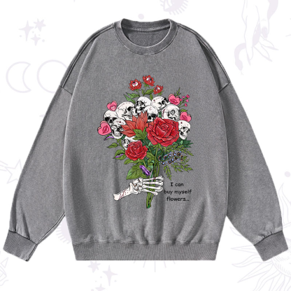 Purplehecate I Can Buy Myself Flowers Washed Sweatshirt