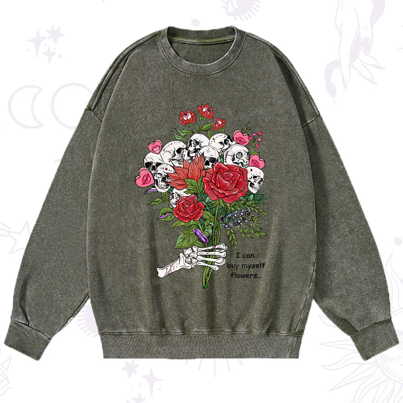 Purplehecate I Can Buy Myself Flowers Washed Sweatshirt
