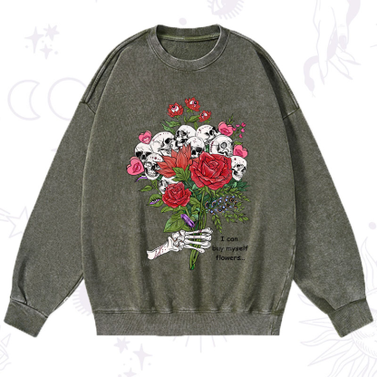 Purplehecate I Can Buy Myself Flowers Washed Sweatshirt