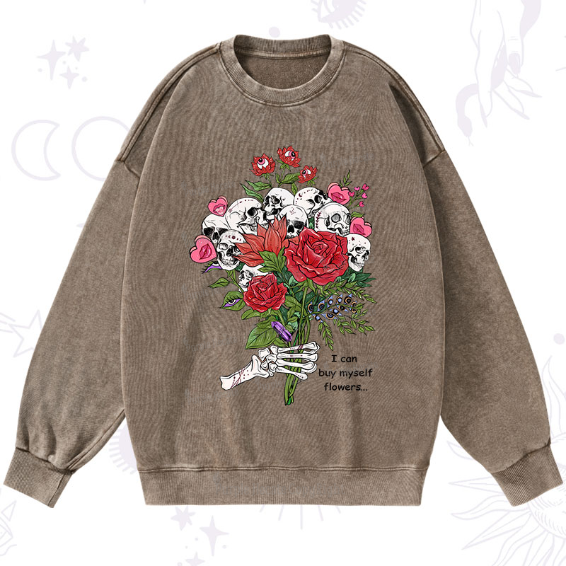 Purplehecate I Can Buy Myself Flowers Washed Sweatshirt