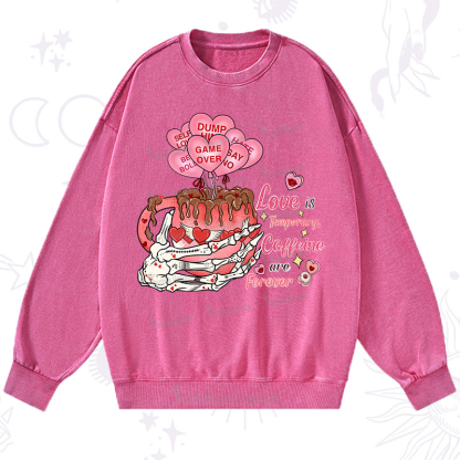 Purplehecate Caffeine Over Love Valentine Washed Sweatshirt