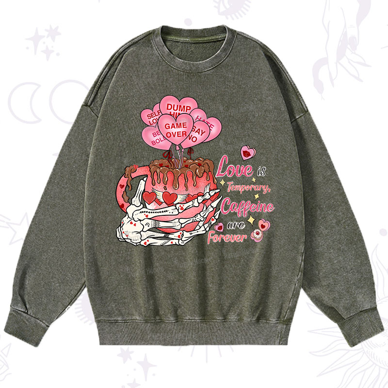 Purplehecate Caffeine Over Love Valentine Washed Sweatshirt