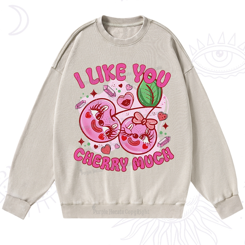 Purplehecate I Like You Cherry Much Washed Sweatshirt