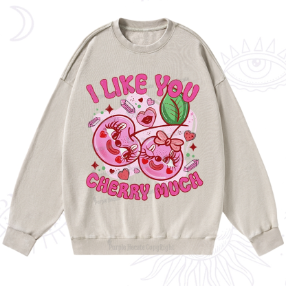 Purplehecate I Like You Cherry Much Washed Sweatshirt
