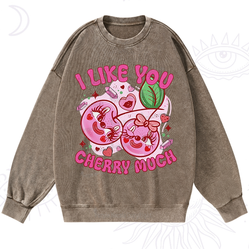 Purplehecate I Like You Cherry Much Washed Sweatshirt
