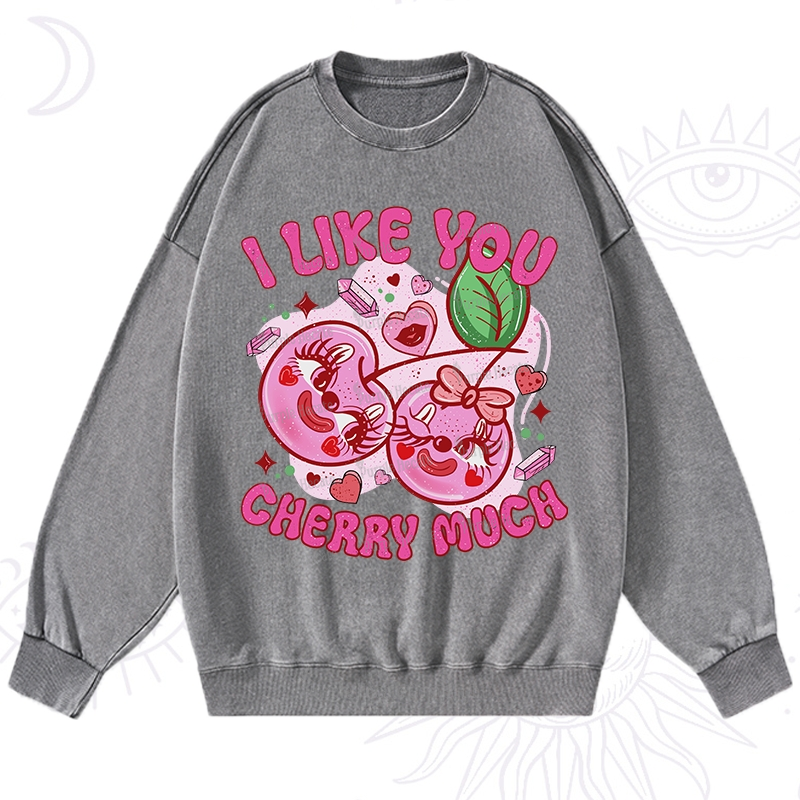 Purplehecate I Like You Cherry Much Washed Sweatshirt