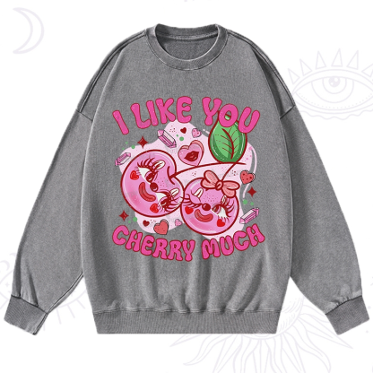Purplehecate I Like You Cherry Much Washed Sweatshirt