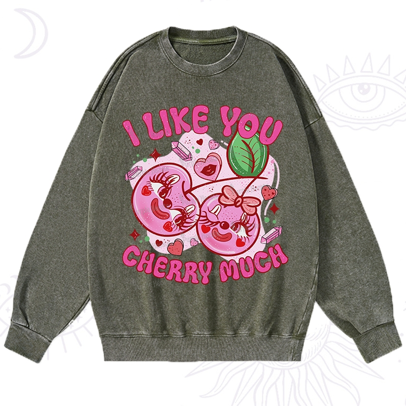 Purplehecate I Like You Cherry Much Washed Sweatshirt
