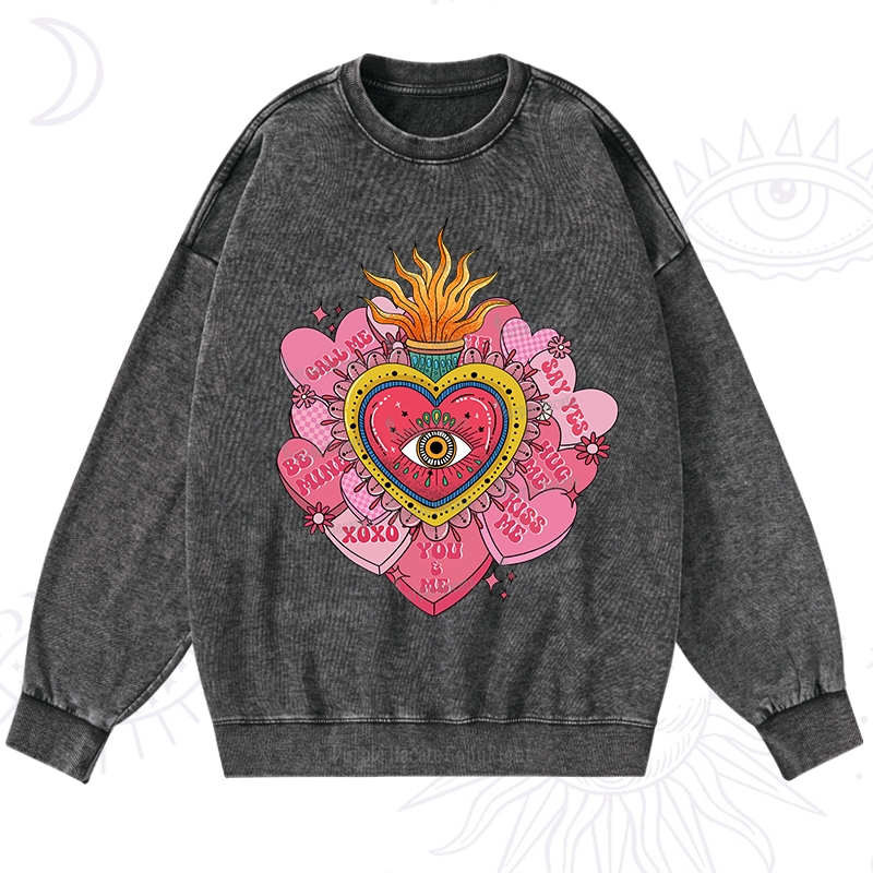 Purplehecate The Eye of the Heart Valentine Washed Sweatshirt