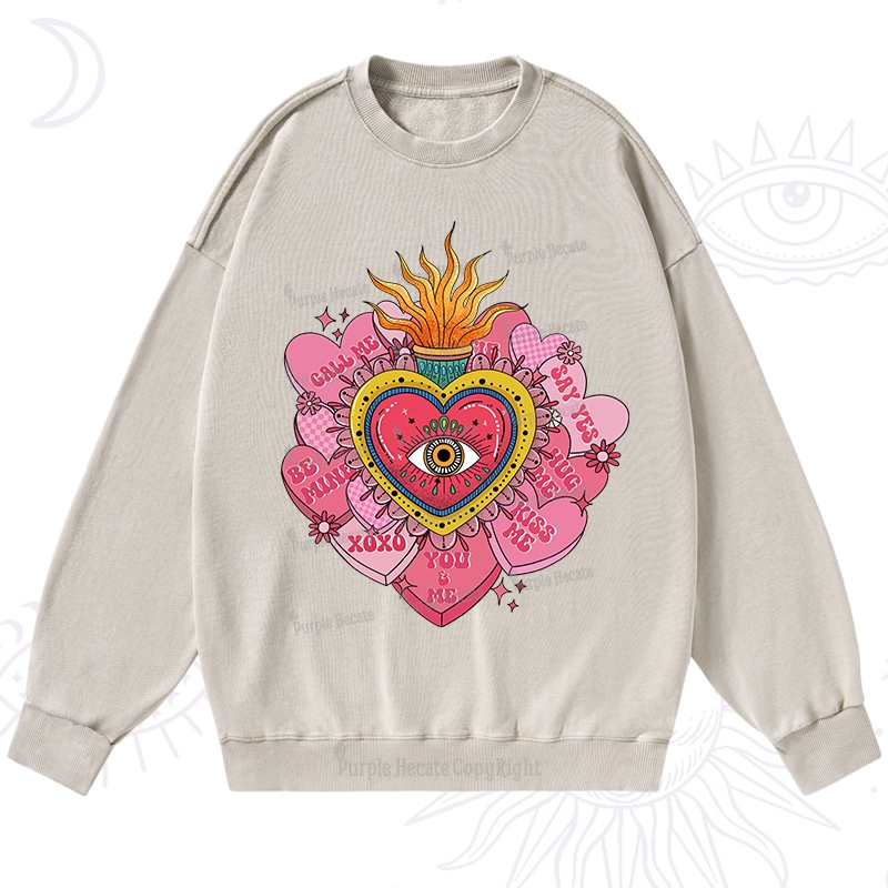 Purplehecate The Eye of the Heart Valentine Washed Sweatshirt