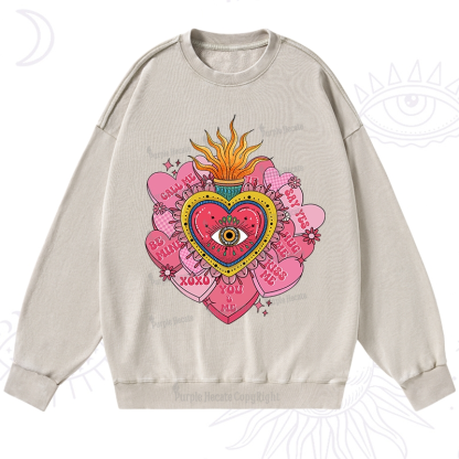 Purplehecate The Eye of the Heart Valentine Washed Sweatshirt