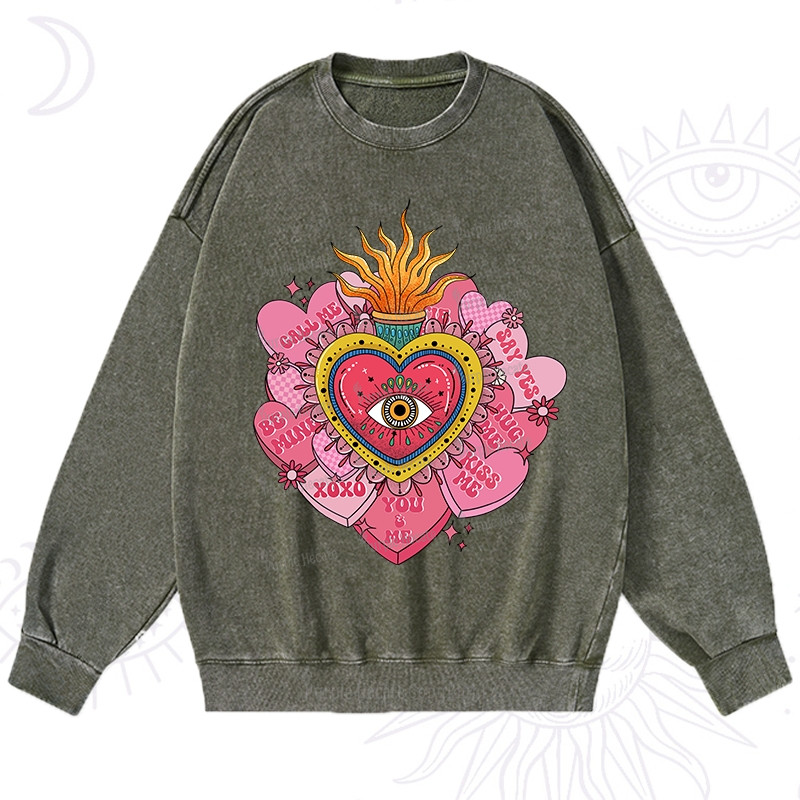 Purplehecate The Eye of the Heart Valentine Washed Sweatshirt