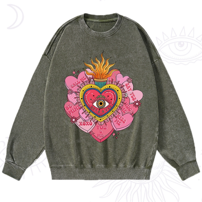 Purplehecate The Eye of the Heart Valentine Washed Sweatshirt