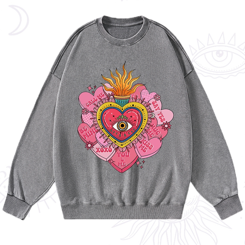 Purplehecate The Eye of the Heart Valentine Washed Sweatshirt