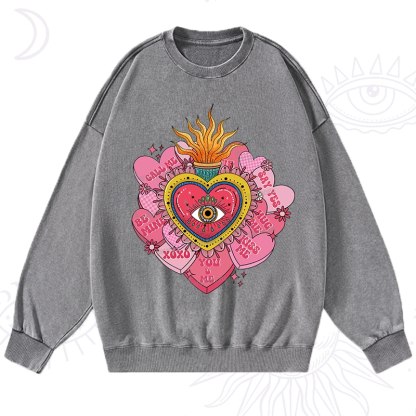 Purplehecate The Eye of the Heart Valentine Washed Sweatshirt