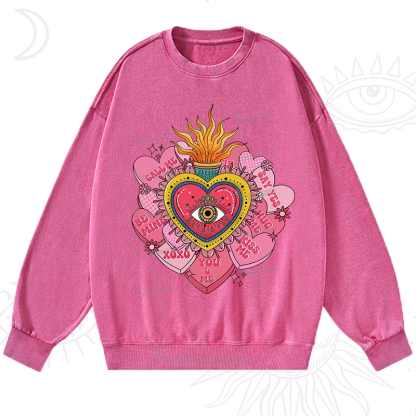 Purplehecate The Eye of the Heart Valentine Washed Sweatshirt